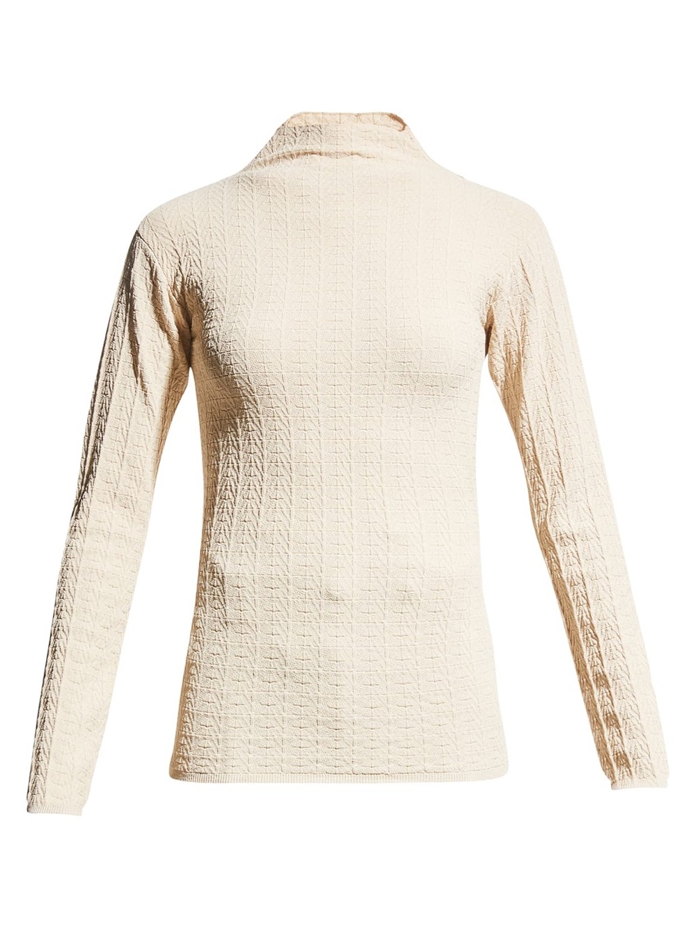 Aeron Ernesto beige mock neck fitted sleeve